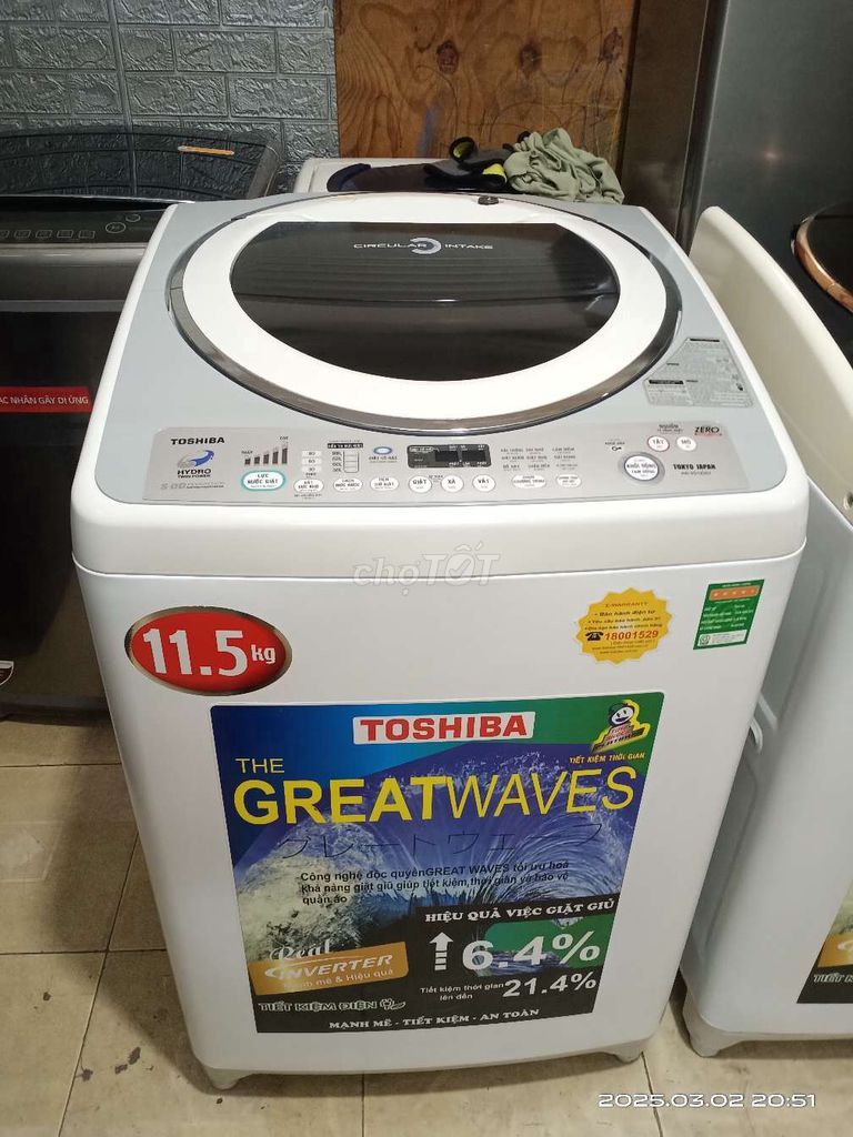 11.5kg INVERTER toshiba zin đẹp có BH bao ship