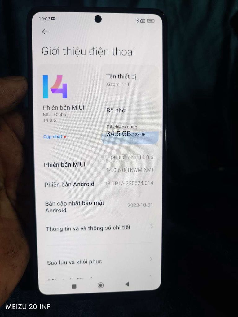 Xiaomi Mi 11T 128GB Đen. Mua bán Điện thoại tại Quận Nam Từ Liêm Hà Nội được đăng bởi Hoàng Đông hình 1
