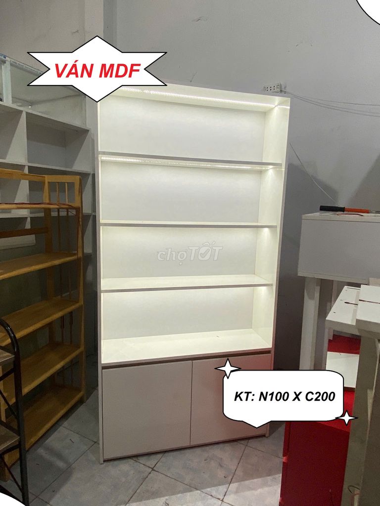 KỆ TRƯNG BÀY MÔ HÌNH FULL WHITE - MDF -