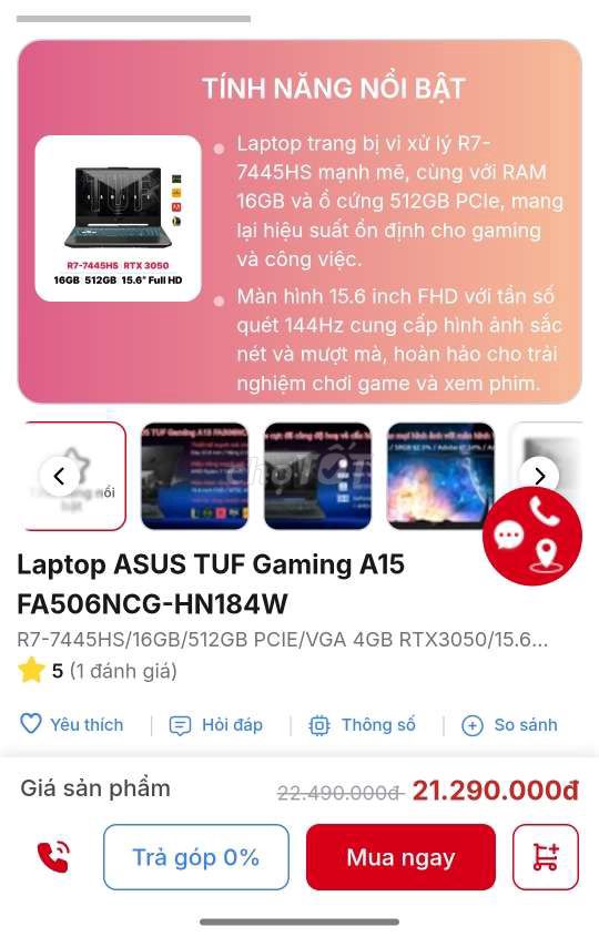 Laptop Asus TUF Gaming A15 Ryzen 7, RTX 3050 😍. Mua bán Laptop tại Quận Hải Châu Đà Nẵng được đăng bởi MiPhone hình 1