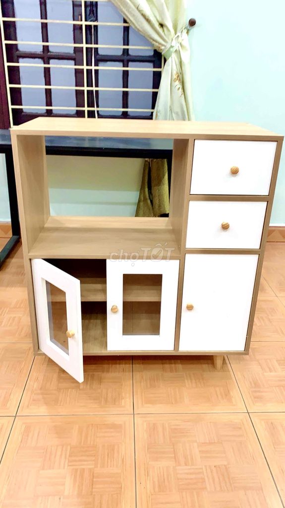 Tủ Nhà Bếp - Kệ Để Lò Vi Sóng Cửa Kính Mica Kích T. Mua bán Tủ, kệ gia đình tại Quận Đống Đa Hà Nội được đăng bởi MAI TRANG STORE hình 1