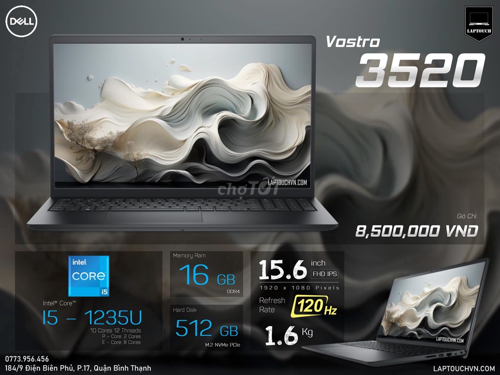 Dell Vostro 15 3520 [ Box ]. Mua bán Laptop tại Quận Bình Thạnh Tp Hồ Chí Minh được đăng bởi Cửa Hàng Máy Tính Laptouch VN hình 1