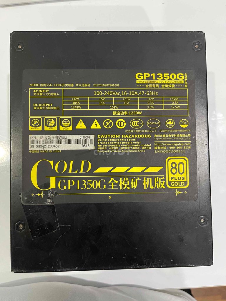 Nguồn Segotep 1250W 80plus gold cần bán. Mua bán Linh kiện (RAM, Card...) tại Huyện Đông Anh Hà Nội được đăng bởi Trần Văn  hình 1