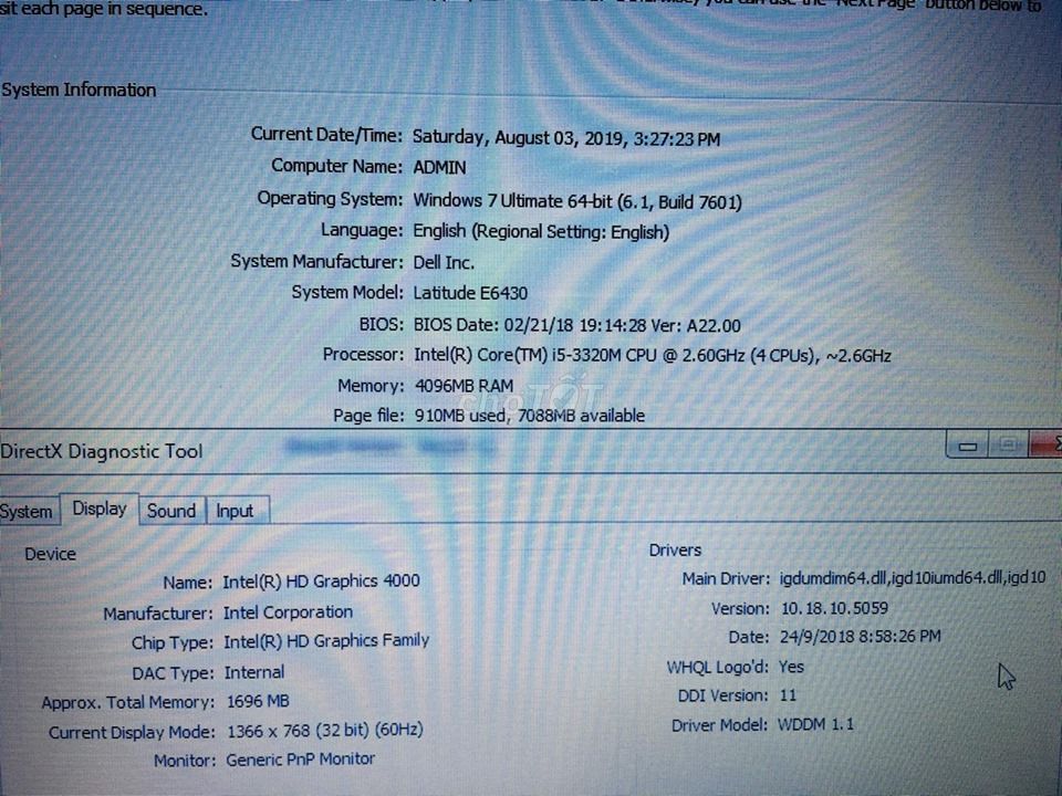 Dell Latitude6430(Intel Corei5-3320M/4Gb/500Gb)-VD