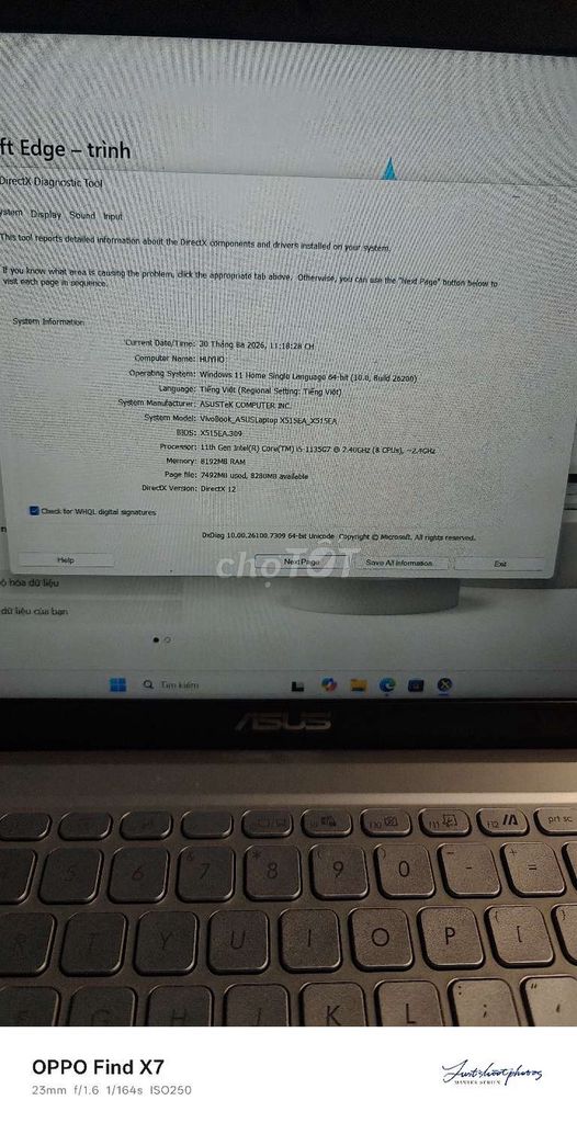 ASUS X515EA i5-1135G7 8GB/512GB. Mua bán Laptop tại Thành phố Dĩ An Bình Dương được đăng bởi Hoàng Việt hình 1
