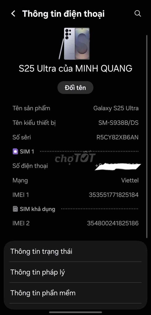 Samsung Galaxy S25 Ultra 256GB. Mua bán Điện thoại tại Quận Hà Đông Hà Nội được đăng bởi Lai Nguyễn hình 1