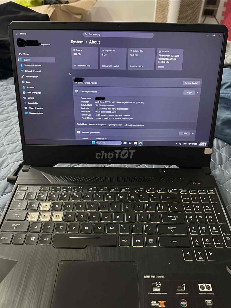 ASUS TUF FX505DD 16GB/512GB. Mua bán Laptop tại Quận Bắc Từ Liêm Hà Nội được đăng bởi Tài xế vượt khó hình 1