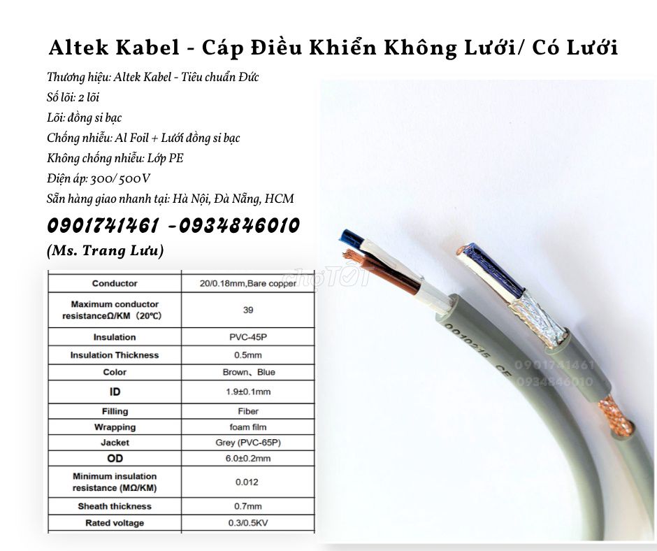 Cáp điều khiển 2 lõi sẵn hàng Thanh Hóa, Nghệ An. Mua bán Đồ chuyên dụng, Giống nuôi trồng tại Quận Sơn Trà Đà Nẵng được đăng bởi Trang Lưu hình 1