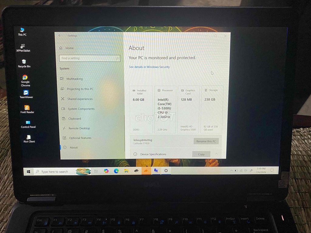 Dell Latitude E7450 i5-5300U 8GB/238GB Đen. Mua bán Laptop tại Huyện Giồng Trôm Bến Tre được đăng bởi Nguyễn Công Danh hình 1