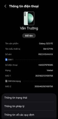 Samsung Galaxy S23 FE Xanh lá 256GB 8GB Like New