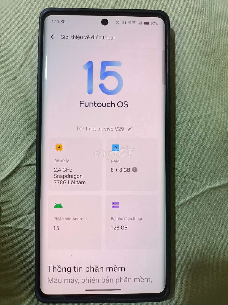Vivo V29 5G 128GB Hồng Snapdragon 778G. Mua bán Điện thoại tại Quận Cầu Giấy Hà Nội được đăng bởi Lê Văn Thanh hình 1