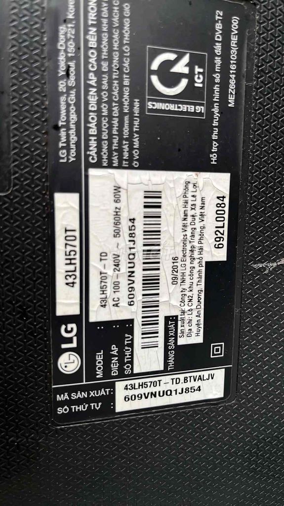 Tivi LG 43LH570T Đen 2016. Mua bán Tivi, Âm thanh tại Quận Bình Tân Tp Hồ Chí Minh được đăng bởi Tran vi hai hình 1