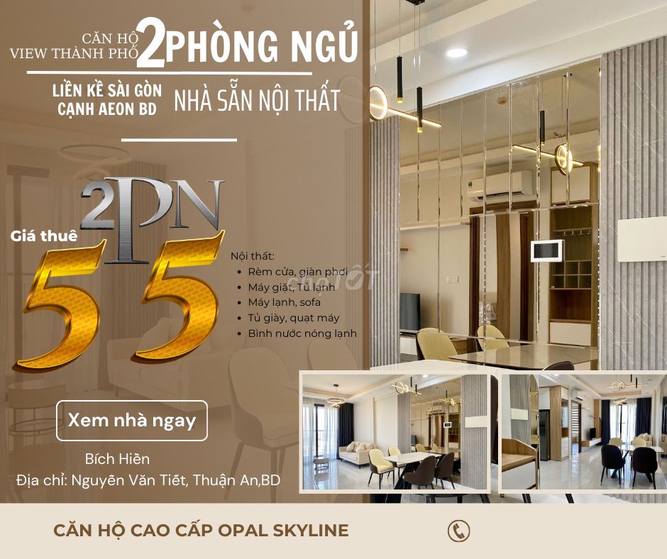 Sẵn nội thất 5tr5 căn 2 phòng ngủ có ban công