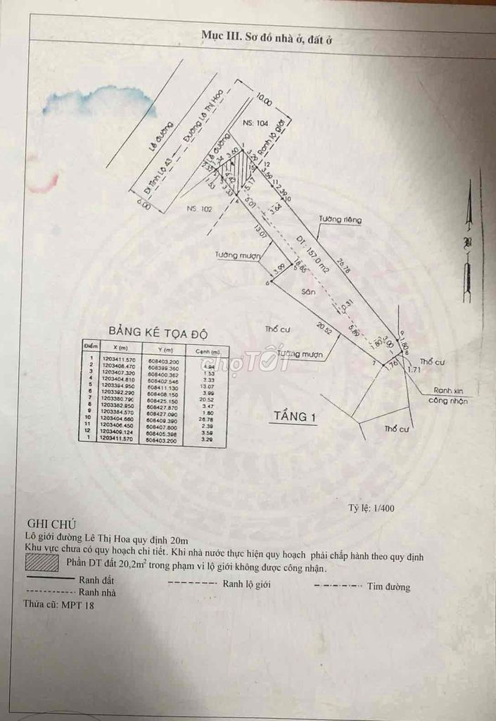 Bán Dãy trọ + kiot MT đường Lê Thị Hoa - Thủ Đức 200m2