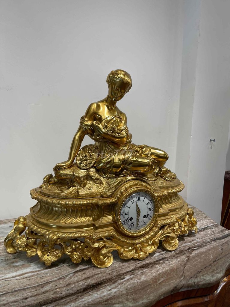 Đồng Hồ Tượng Cổ Thiếu Nữ Lắc Kê Vàng Pháp Thế Kỷ. Mua bán Nội thất, đồ gia dụng khác tại Quận 10 Tp Hồ Chí Minh được đăng bởi Lê Anh Dủng hình 1