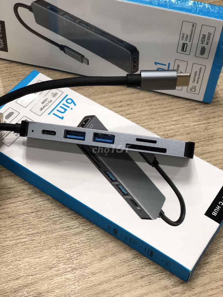 💛Cáp chuyển Type-C 6in1 sang PD, 2USB 3.0, HDMI...