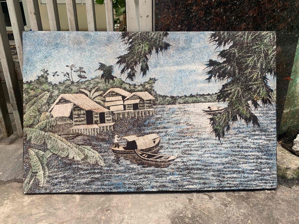Tranh sơn mài vỏ trứng 80x50cm hàng xưa. Mua bán Đồ sưu tầm, đồ cổ tại Quận Đống Đa Hà Nội được đăng bởi nguyễn văn chính hình 1