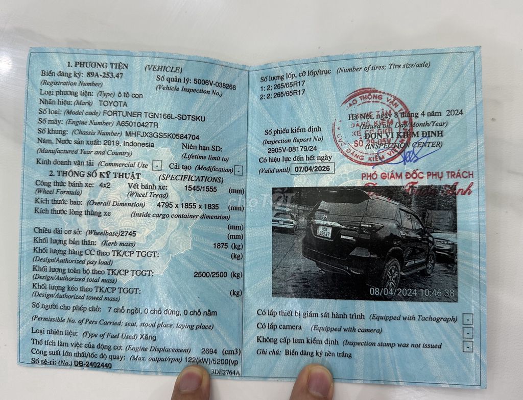 Bán xe Toyota Fortuner 2019 2.7AT 81.000km. Mua bán Ô tô tại Quận Long Biên Hà Nội được đăng bởi Tran Khang Ninh hình 8