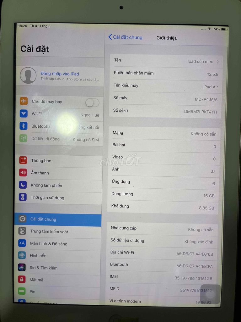 Apple iPad Air 16GB Bạc. Mua bán Máy tính bảng tại Huyện Đức Hòa Long An được đăng bởi Meomeo hình 1