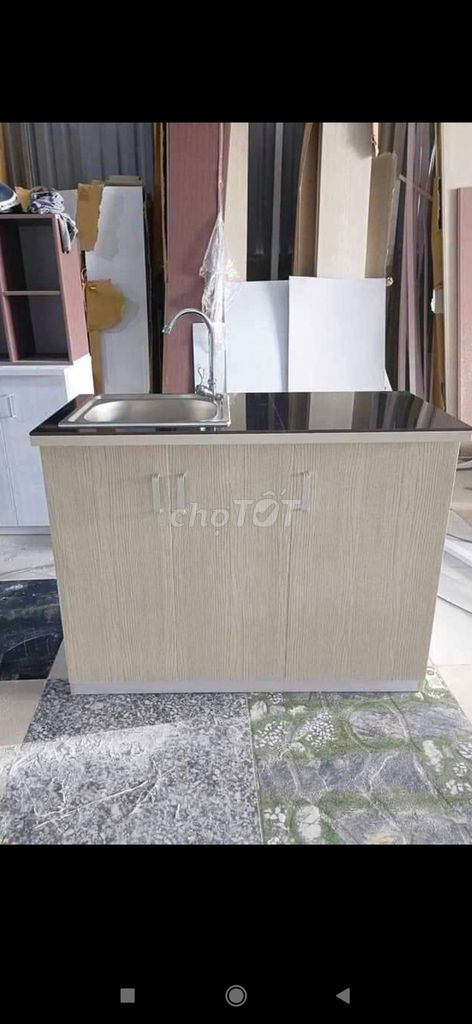 Giá rẻ-Free ship HCM,Tủ bếp nhựa full bộ chậu inox