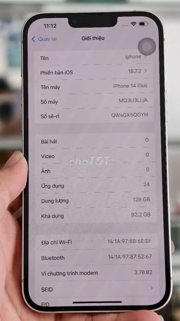 Apple iPhone 14 Plus 128GB Trắng. Mua bán Điện thoại tại Huyện Bến Lức Long An được đăng bởi Long hình 1