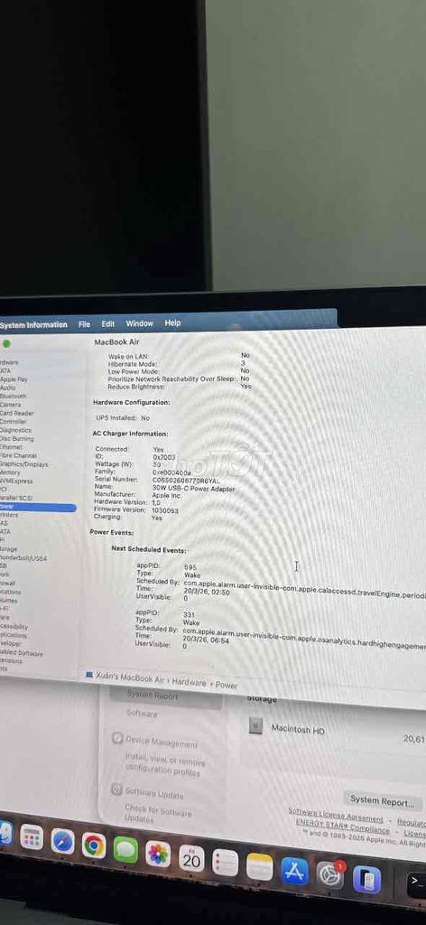 Cần bán mac air m4 256 còn bảo hành tới 06/2026. Mua bán Laptop tại Quận 3 Tp Hồ Chí Minh được đăng bởi Nguyễn Xuân Sơn hình 1