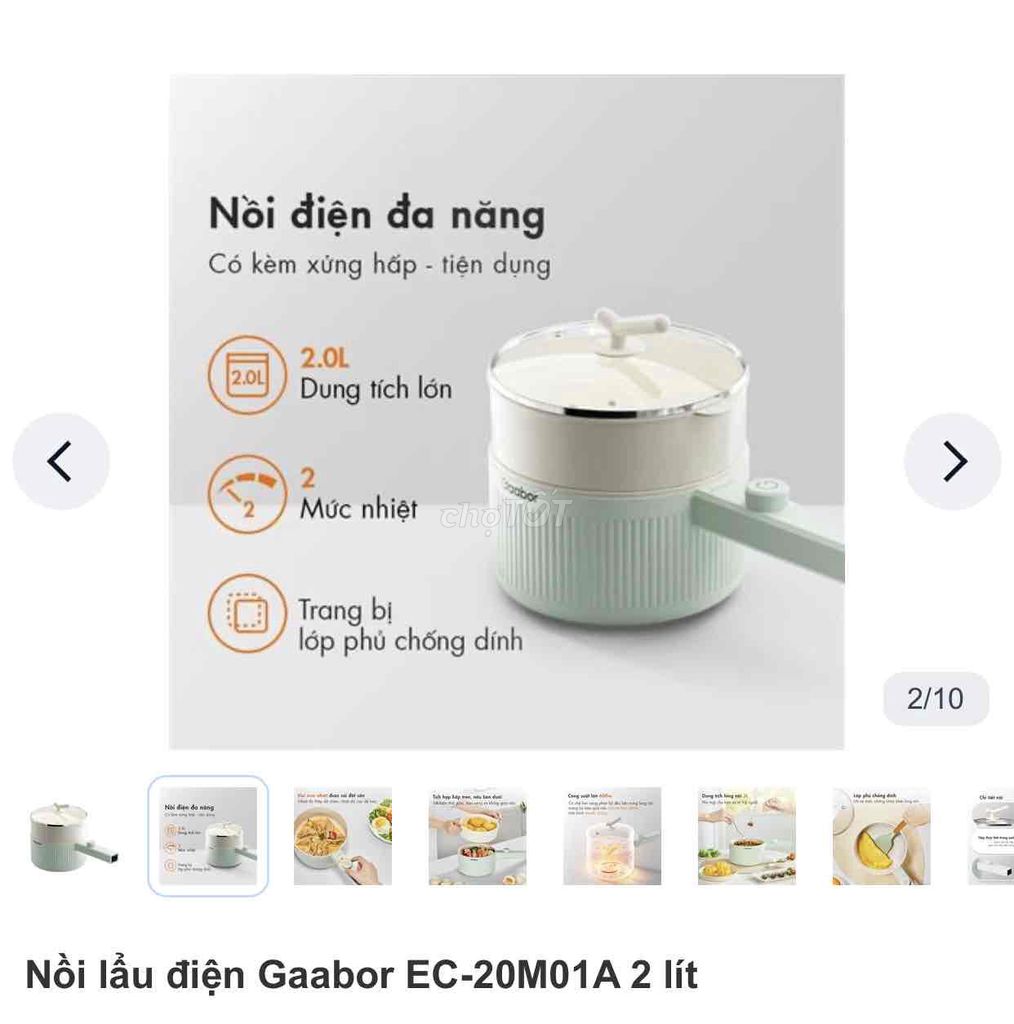 Nồi lẩu điện Gaabor EC-20M01A 2 lít Xanh mint. Mua bán Bếp, lò, đồ điện nhà bếp tại Quận Gò Vấp Tp Hồ Chí Minh được đăng bởi An khang hình 1