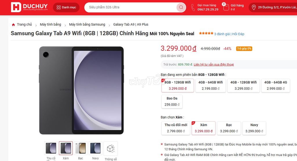 Samsung Galaxy Tab A9 Wifi 8GB/128GB. Mua bán Máy tính bảng tại Thành phố Thủ Đức Tp Hồ Chí Minh được đăng bởi Trần Đại Hoàng hình 1