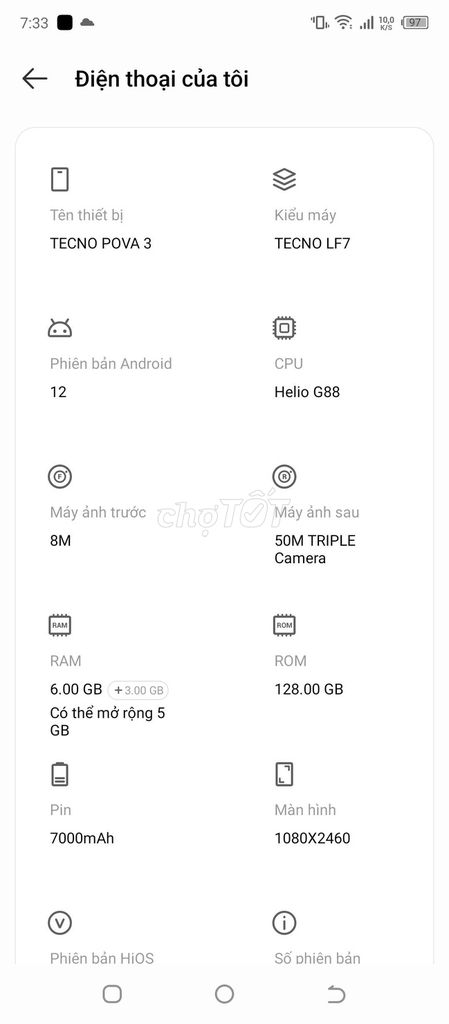 Tecno Pova 3 128GB. Mua bán Điện thoại tại Huyện Phong Điền Cần Thơ được đăng bởi Hoàng Khang hình 1