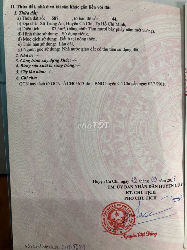 BÁN ĐẤT TRUNG TÂM XÃ TRUNG AN, CỦ CHI. Mua bán Đất tại Huyện Củ Chi Tp Hồ Chí Minh được đăng bởi Thuy Do hình 10