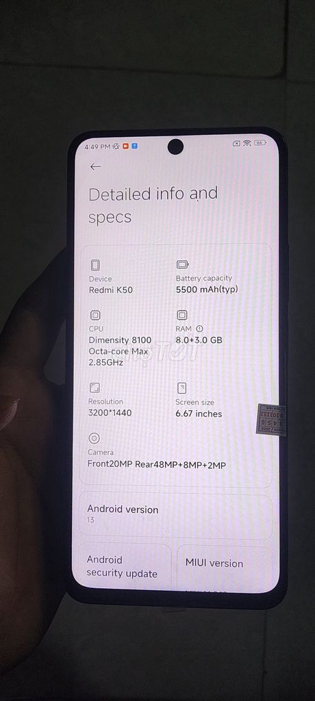 Xiaomi Redmi K50 128GB Đen. Mua bán Điện thoại tại Huyện Thăng Bình Quảng Nam được đăng bởi VHL hình 1