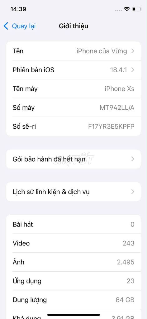 Apple iPhone XS 64GB Đen Đã sử dụng. Mua bán Điện thoại tại Thành phố Hội An Quảng Nam được đăng bởi TRẦN VỮNG hình 1