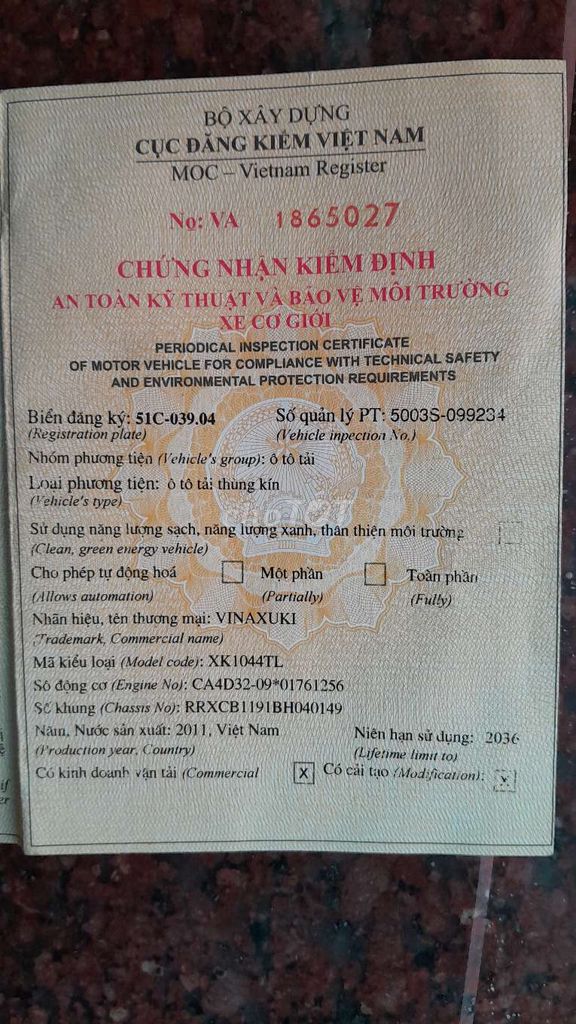 VINAXUKI 1,8 tấn đời 2011,máy lớn 🍁🌺🍁. Mua bán Xe tải, xe ben tại Thành phố Biên Hòa Đồng Nai được đăng bởi Thoa Nguyen hình 7
