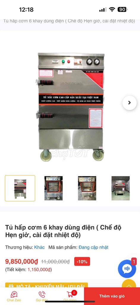 Tủ hấp cơm Inox 6 khay đã qua sử dụng. Mua bán Bếp, lò, đồ điện nhà bếp tại Quận Cái Răng Cần Thơ được đăng bởi võ hoàng mến hình 5