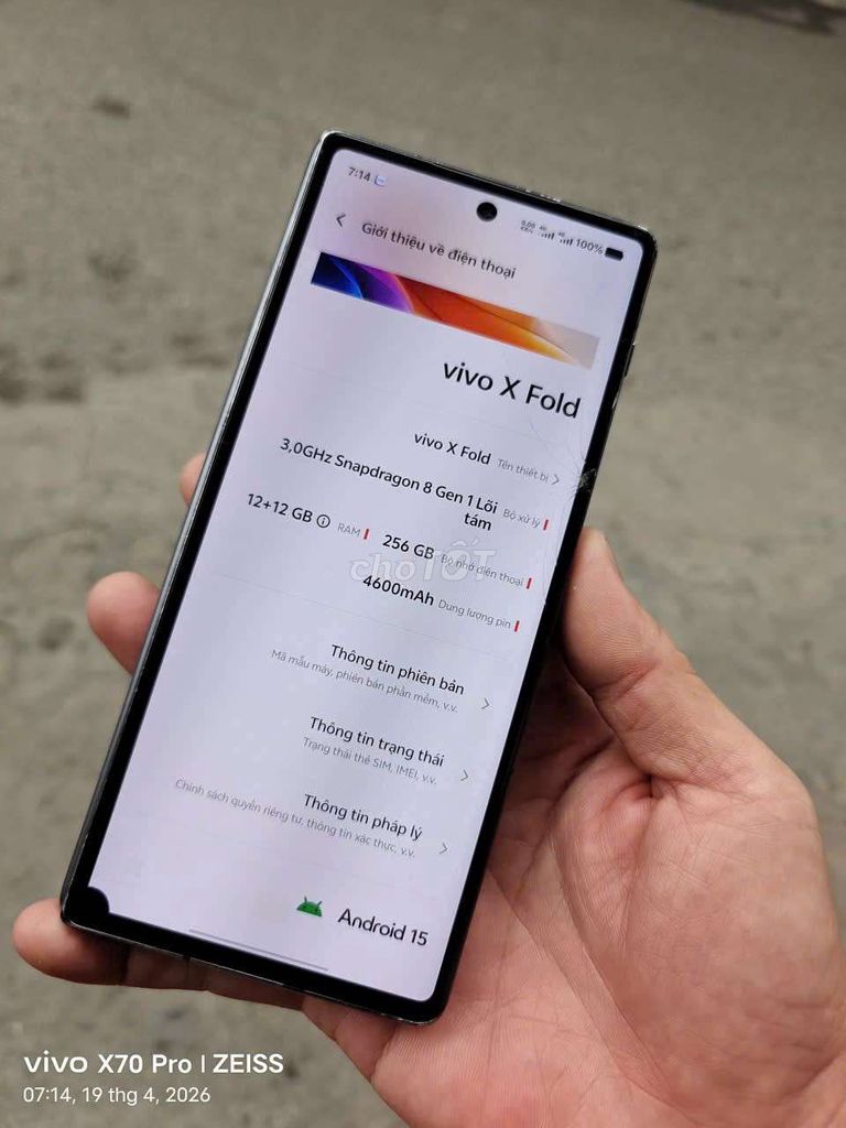 Vivo X Fold 12GB/256GB GL. Mua bán Điện thoại tại Quận Ba Đình Hà Nội được đăng bởi đình bắc hình 1