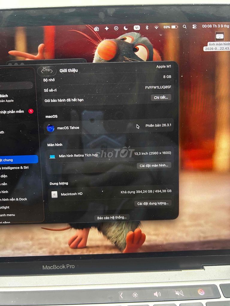 Apple MacBook Pro M1 13.3 inch 8GB/512GB Đã sử dụn. Mua bán Laptop tại Quận Bình Thạnh Tp Hồ Chí Minh được đăng bởi Bách Bách hình 1
