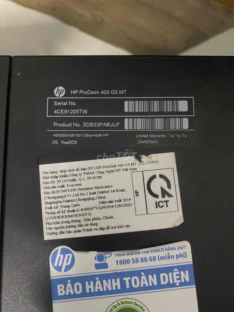 Máy tính để bàn HP ProDesk 400 G5 MT Core I3 8100