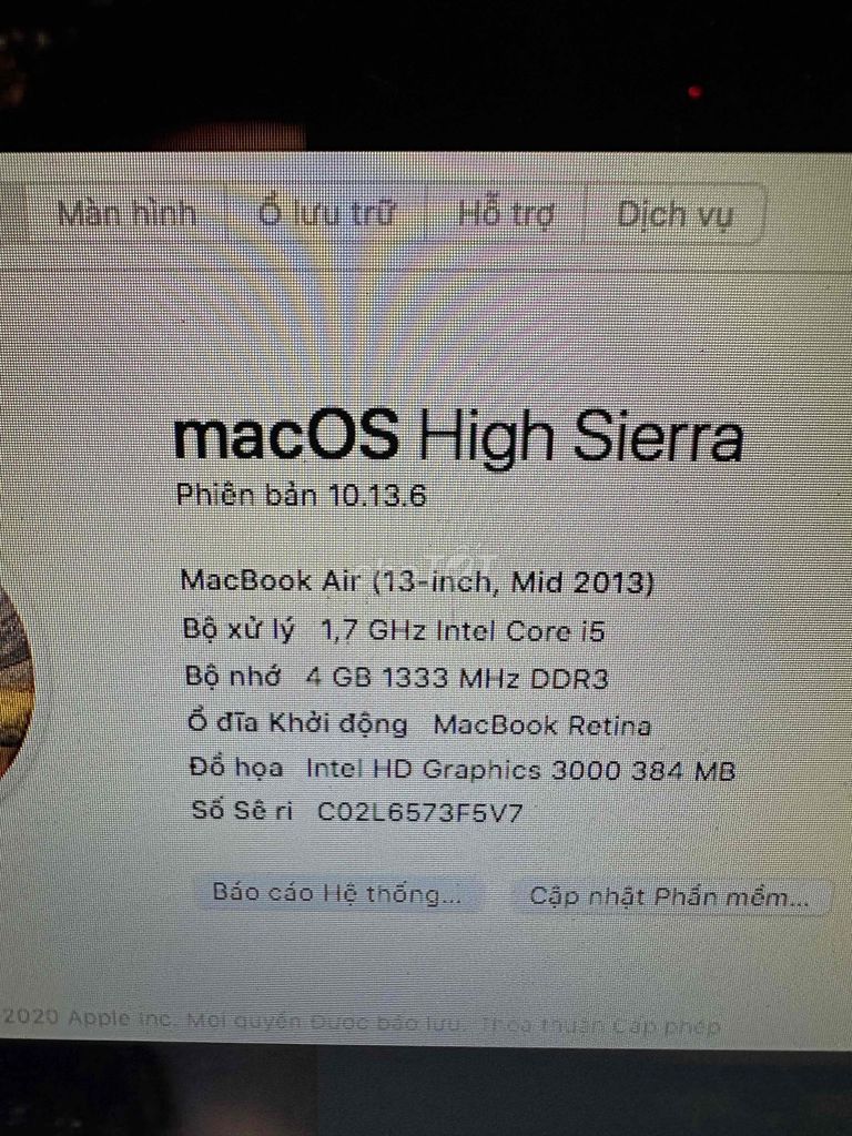 Apple MacBook Air i5 4GB/SSD Bạc. Mua bán Laptop tại Quận 1 Tp Hồ Chí Minh được đăng bởi Huynh Ngoc Tram Anh hình 1