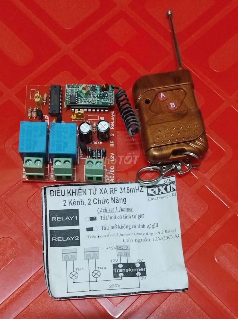 Bộ điều khiển từ xa 2 kênh 2 chức năng RF 315mHz