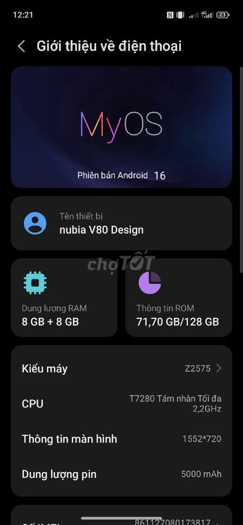 nubia V80 Design 128GB. Mua bán Điện thoại tại Huyện Gò Dầu Tây Ninh được đăng bởi Nhí Minh hình 1