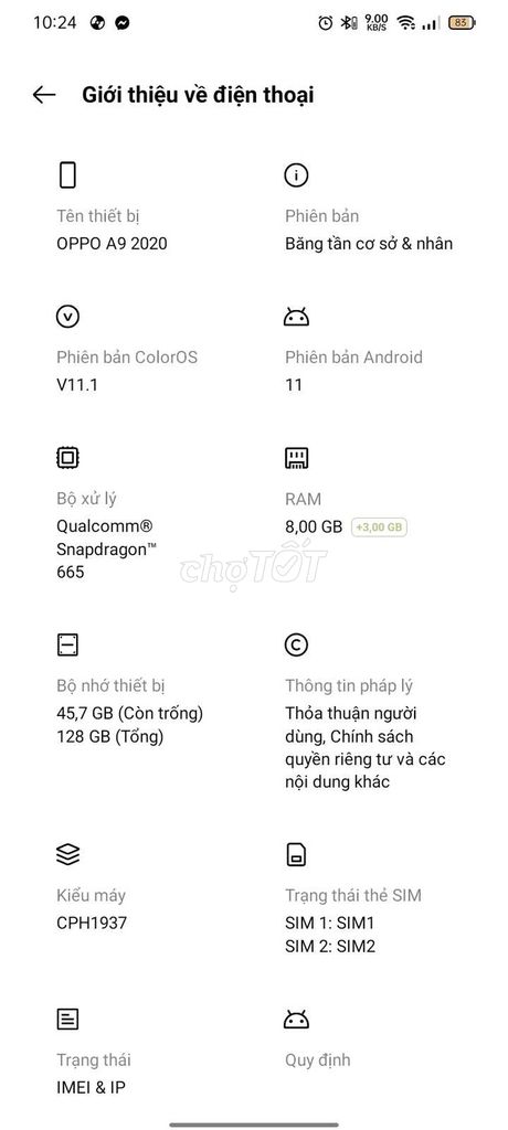 OPPO A9 2020 128GB. Mua bán Điện thoại tại Quận 12 Tp Hồ Chí Minh được đăng bởi Thành Nguyễn hình 1