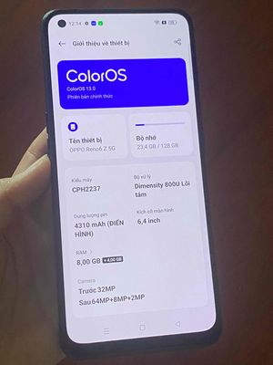 Oppo Reno 6Z 5G 128GB Zin full Chức năng