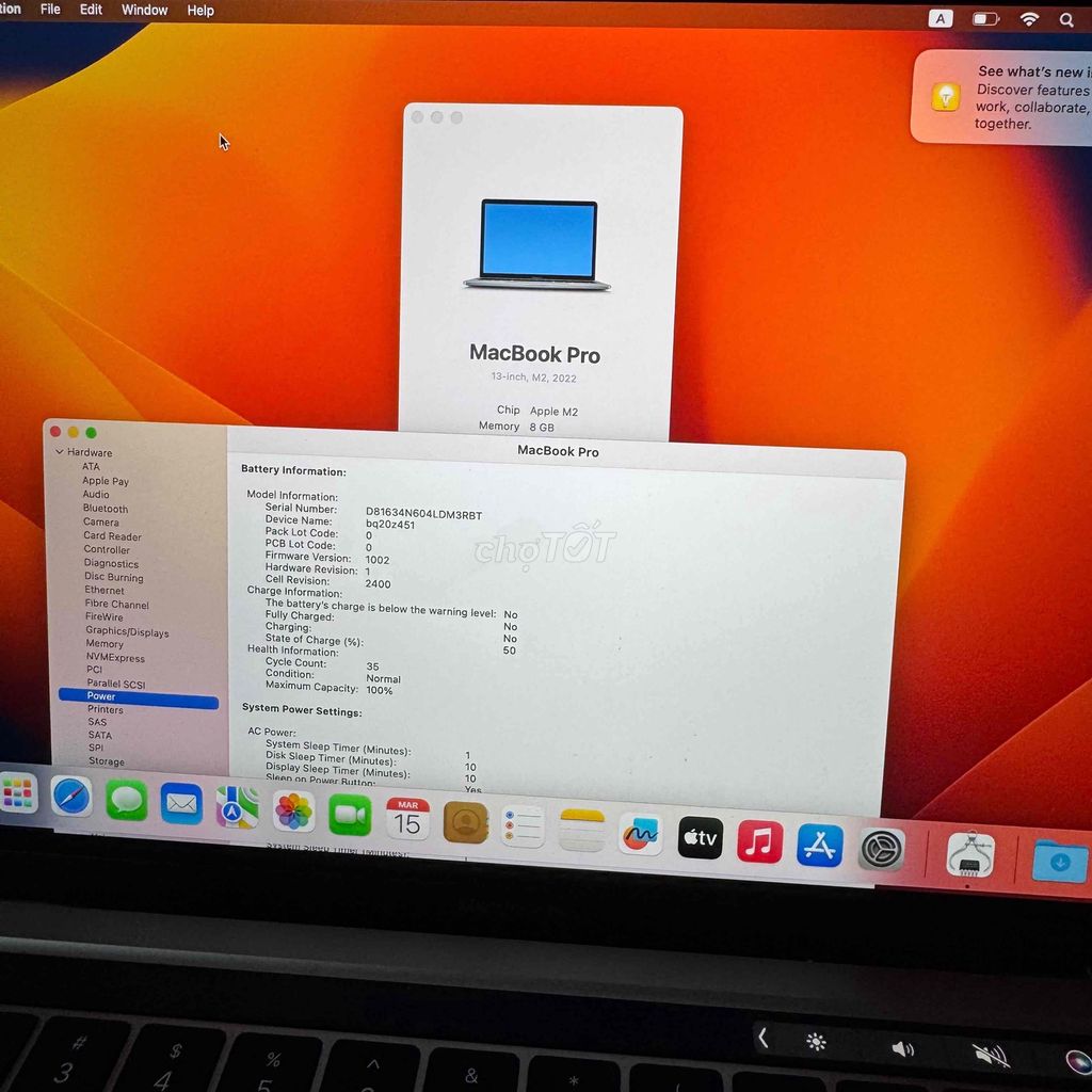 MacBook Pro 13” M2 2022 8g/256 sạc35 lầnbh3 th. Mua bán Laptop tại Quận 3 Tp Hồ Chí Minh được đăng bởi Phúc Nguyễn hình 1