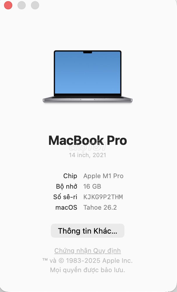 Apple MacBook Pro M1 Pro 14 inch 16GB. Mua bán Laptop tại Thành phố Biên Hòa Đồng Nai được đăng bởi Công Thành hình 1