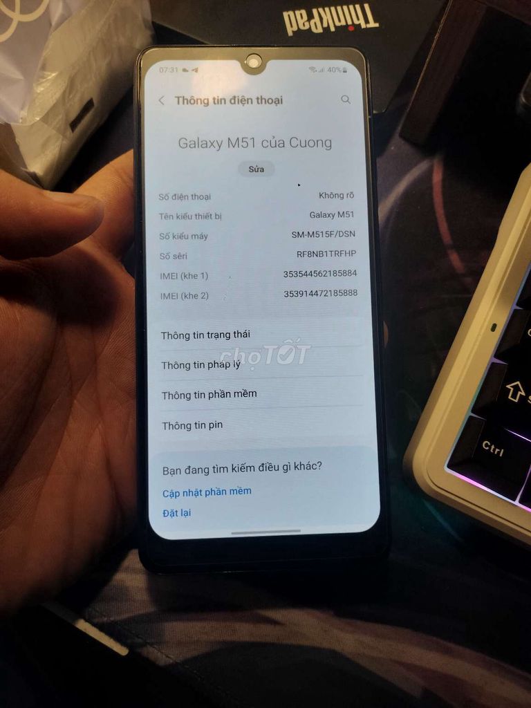 Samsung Galaxy M51 Đen Màn lô. Mua bán Điện thoại tại Quận Hà Đông Hà Nội được đăng bởi Nam Cường hình 1