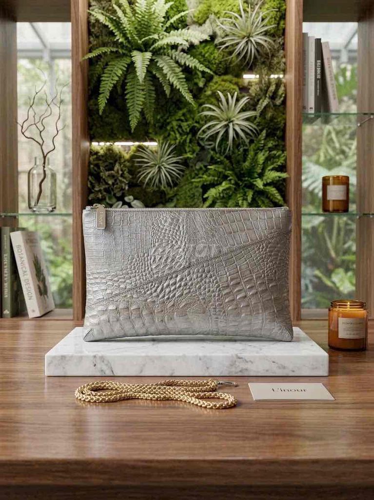 Clutch Linoui Xám bạc 38x26x3cm Trên 95%. Mua bán Túi xách tại Huyện Nhà Bè Tp Hồ Chí Minh được đăng bởi túi xách nam nữ đồ si da thật hình 1