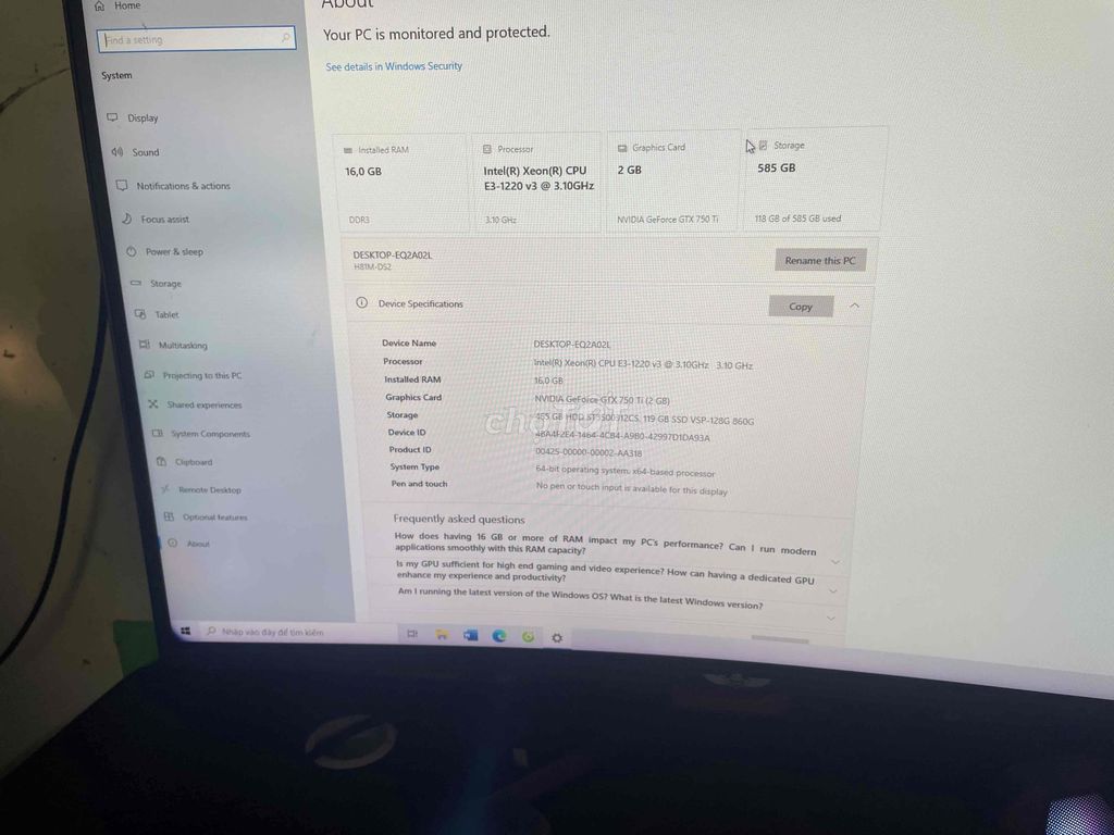 h81 1220 Xeon 16GB GTX 750Ti 27 inch. Mua bán Máy tính để bàn tại Thành phố Thủ Đức Tp Hồ Chí Minh được đăng bởi linh kiên pc  hình 1