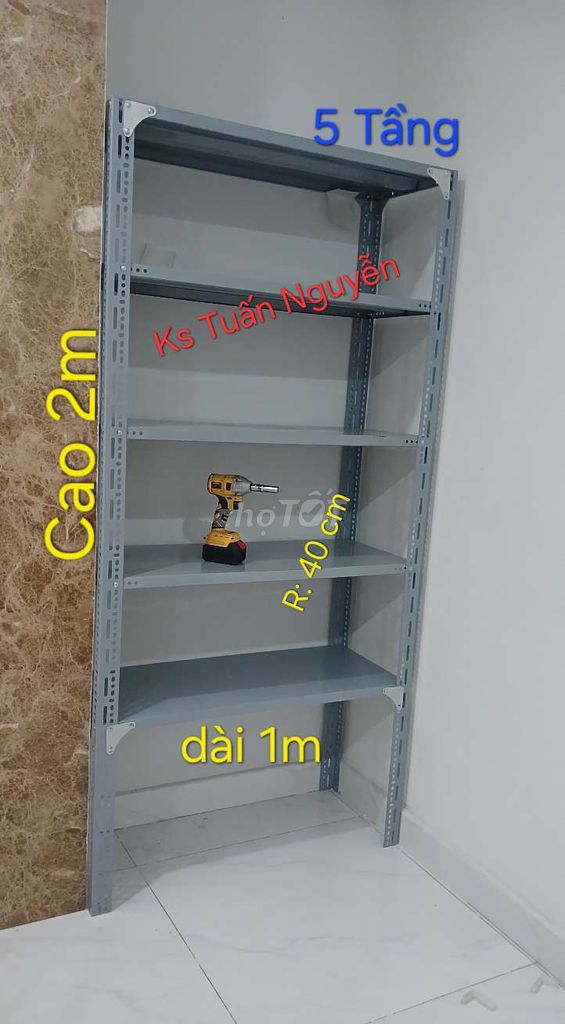 Kệ sắt 5 Tầng/ Cao 2m × dài 1m × R : 40cm Tphcm