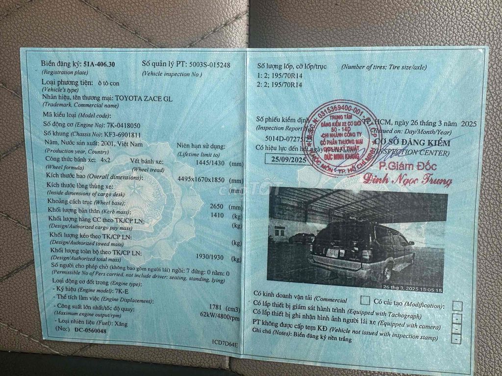 Toyota Zace GL 2001 chính chủ. Mua bán Ô tô tại Quận 12 Tp Hồ Chí Minh được đăng bởi A Kha hình 9