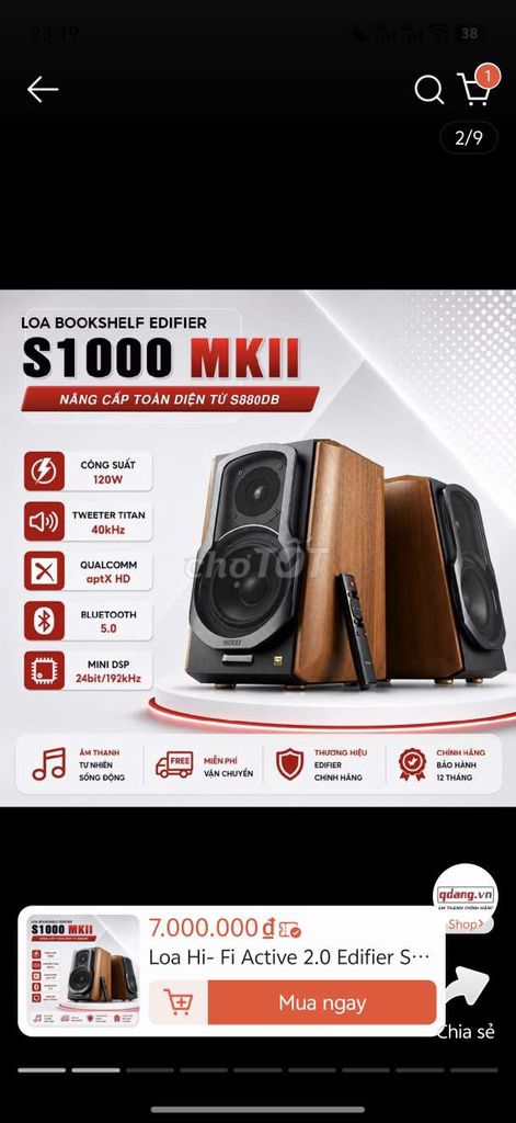 Loa bookshelf Edifier S1000MKII Nâu. Mua bán Tivi, Âm thanh tại Thành phố Phan Thiết Bình Thuận được đăng bởi Huynh hình 1